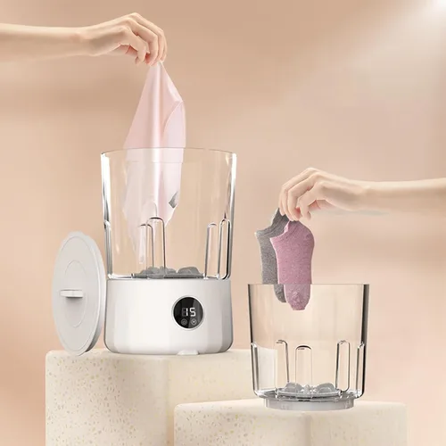 Vista 2 de Lavadora - Lavadora portátil Lavadoras portátiles para apartamentos Mini limpiador con 2 cubos para brasieres, calcetines, ropa de bebé, bragas