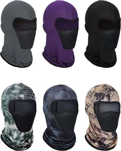 Vista 11 de Pasamontañas de invierno de 6 piezas, transpirable, cubierta facial de esquí, protección contra el polvo, cubierta de cuello largo para actividades
