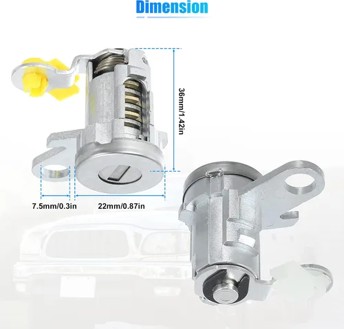 Vista 7 de X AUTOHAUX Juego de cilindros para cerradura de puerta con 2 llaves para Toyota Tacoma 1995-2004 DL-107 DL108R Juego