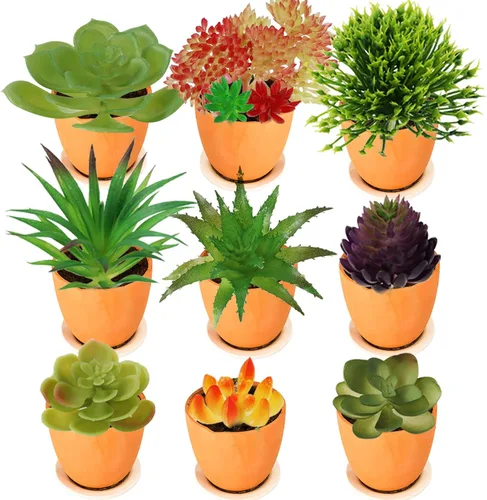 Vista 7 de Plantas suculentas artificiales, 16 piezas de suculentas falsas coloridas, mini suculentas artificiales para bricolaje, hogar, pared, jardín