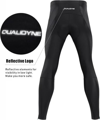 Vista 4 de qualidyne Pantalones largos de ciclismo para hombre, mallas acolchadas 4D para ciclismo, leggings para ciclismo al aire libre