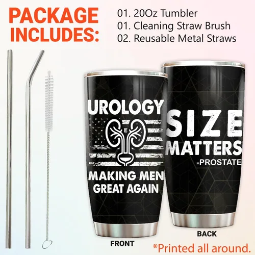 Vista 2 de Urology - Vaso de regalo para urólogo, tapa de popote de acero inoxidable de 20 onzas, regalo divertido para urólogo, regalo para el día nacional
