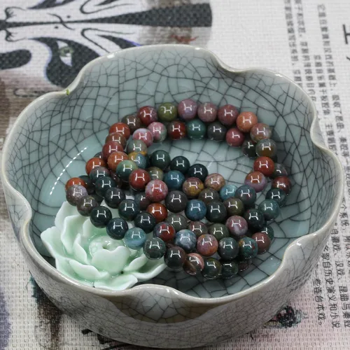 Vista 8 de Amandastone Pulsera elástica de cuentas redondas de 0.315 in con piedras preciosas naturales de 7 pulgadas