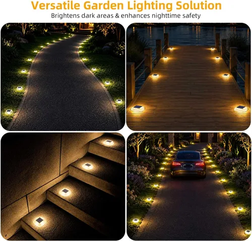 Vista 7 de Lacasa Solar Deck Lights, 4 Pack Dock Step Driveway Pathway Garden Lights Cool White & Warm White