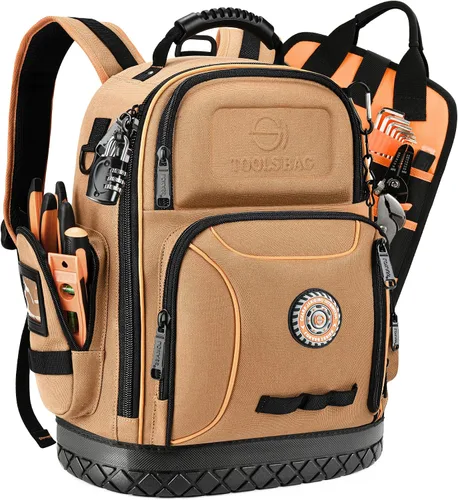 Vista 13 de Mochila para herramientas, mochila de herramientas para hombres, mochila de herramientas HVAC de construcción resistente para herramientas
