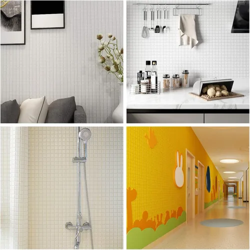 Vista 7 de Queenbox Paneles de pared cuadrados de espuma 3D de 13.8 x 13.8 pulgadas, papel tapiz autoadhesivo impermeable, adhesivo de pared de ladrillo sólido