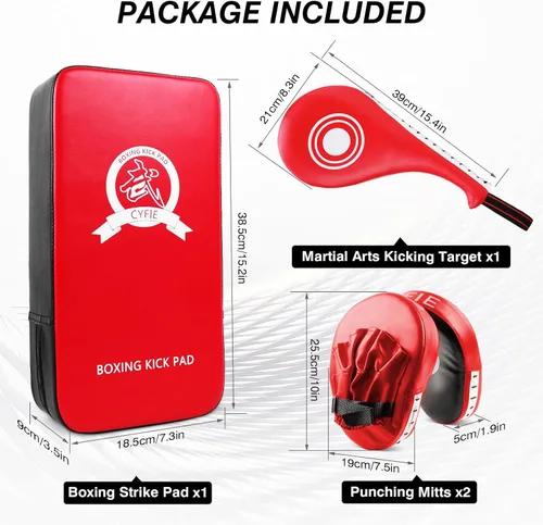 Vista 6 de 3-in-1 Boxing Pad Set –Focus Punching Mitts, Martial Arts Target Training Paddle and Kicking Pad for Kickboxing Taekwondo Karate MMA, Boxing