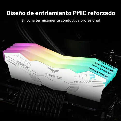 Vista 4 de TEAMGROUP T-Force Delta Alpha RGB DDR5 Ram 32GB Kit (2x16GB) 5600MHz (PC5-44800) CL40 Intel XMP 3.0 y AMD Expo Compatible Módulo de Memoria de Blanco