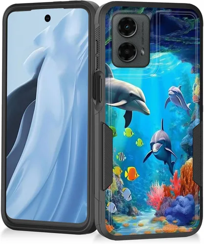 Vista 13 de Funda para Moto G Play 4G 2024, resistente de doble capa híbrida de policarbonato duro, goma suave, a prueba de golpes, funda protectora resistente