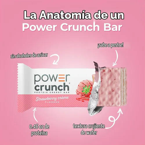 Vista 3 de Power Crunch Barras de oblea Protein Energy, crema de fresa, 1.4 onzas (12 unidades)