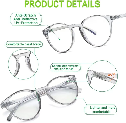 Vista 4 de K KENZHOU Blue Light Blocking Glasses Women Round Rim Frame Eyeglasses