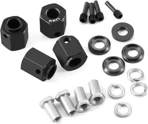 Vista 2 de RCLIONS Aluminio 0.472 in Hex Wheel Hex Hubs para TRX4 1/10 RC Crawler Car (negro)