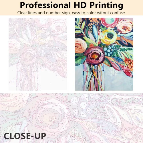 Vista 7 de Pintura por números, flores, pintura abstracta por números para adultos, kits de pintura por números para adultos sobre lienzo para dibujar pintura