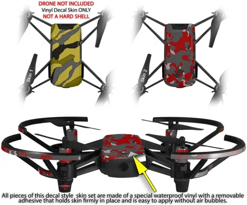 Vista 2 de Skin Wrap 2 Pack para DJI Ryze Tello Drone camuflaje amarillo Drone No Incluidas