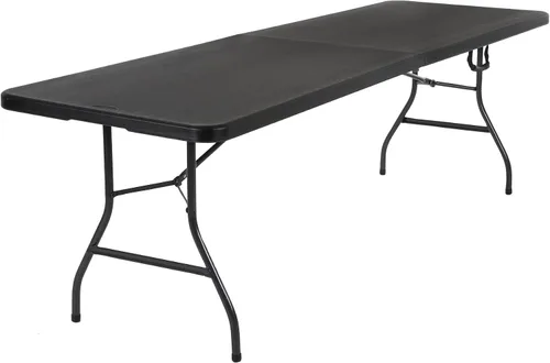 Vista 9 de COSCO Mesa de banquete plegable por la mitad de 6 pies con asa, negro