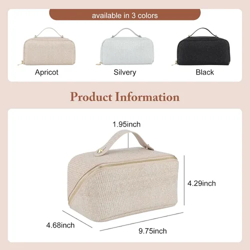 Vista 7 de KEYPOWER Bolsa de cosméticos de lentejuelas con purpurina de gran capacidad, bolsa de maquillaje de viaje, bolsa de aseo portátil brillante