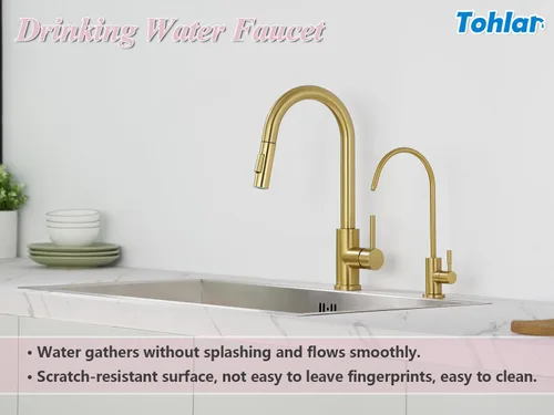 Vista 3 de Tohlar Grifo de Agua Potable para Fregadero de Cocina, Grifos de Agua Filtrada Dorados Grifo de Ósmosis Inversa Libre de Plomo Sistema de Filtración