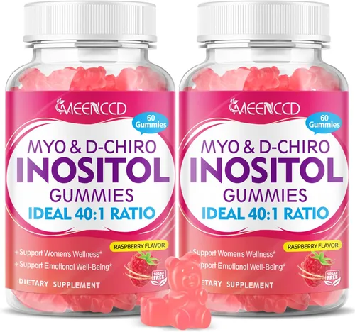 Vista 8 de Gomitas de mio-inositol y D-Chiro inositol, proporción 40:1 de inositol con vitamina D3, glicinato de magnesio, folato y zinc, suplemento