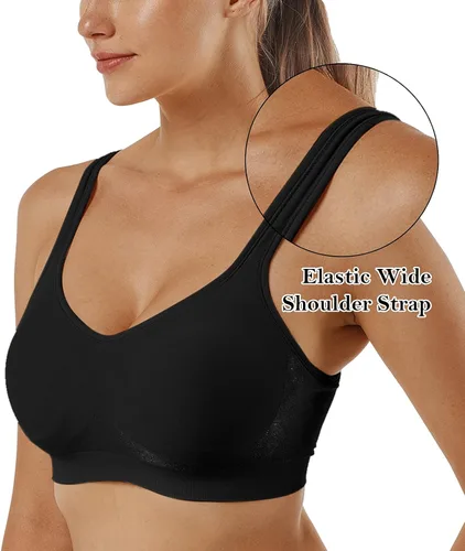 Vista 3 de Vertvie Bralette deportivo sin varillas para mujer, sin costuras, cobertura completa, talla grande, para dormir, yoga, entrenamiento, uso diario