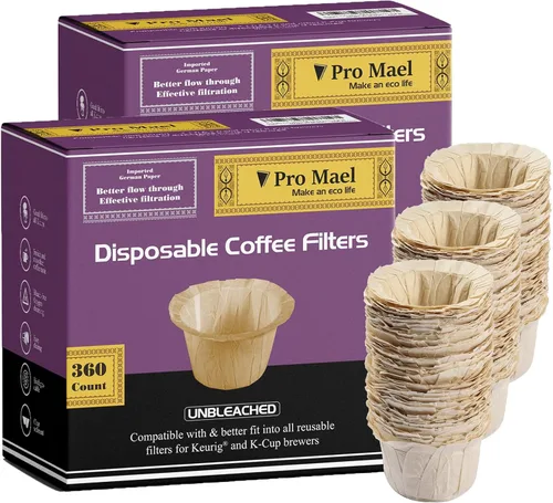 Vista 9 de Pro Mael Filtros desechables de taza K, papel de filtro de café para cafeteras Keurig de una sola porción 1.0 y 2.0, uso con cápsulas K Cup Natural