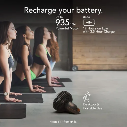 Vista 2 de Vornado FLY MOVE Ventilador recargable de mano, hasta 17 horas de duración de la batería en baja, 3 ajustes de velocidad, huella mínima, pequeño