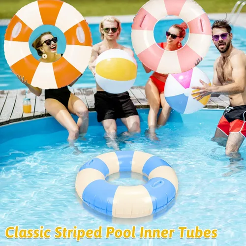 Vista 6 de Anillo de natación grande con asas para adultos, anillos clásicos de piscina de 47 pulgadas, tubos interiores de piscina, flotadores inflables