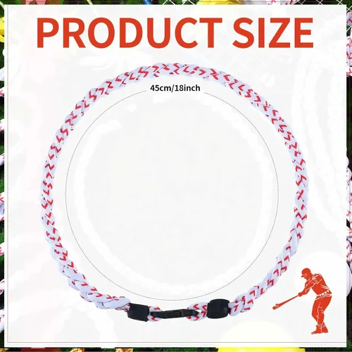 Vista 2 de Jexine Collares de béisbol de sóftbol para niños, collar de cuerda de béisbol de 3 cuerdas trenzadas Tornado Titanio, collar deportivo de sóftbol
