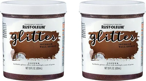 Vista 11 de Rust-Oleum 360222 Pintura de pared interior con purpurina, 28 onzas, cobre