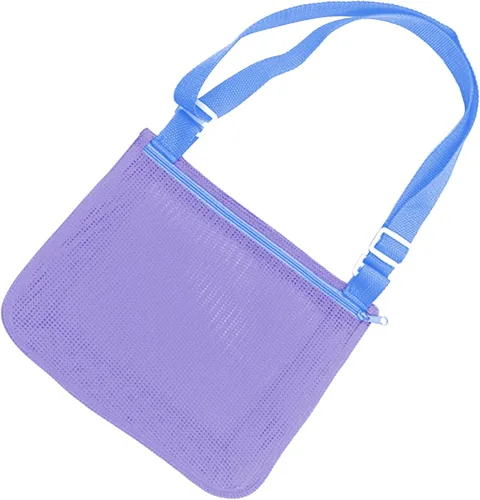 Vista 17 de UTTPLL Bolsa de playa de malla colorida ajustable para niños, bolsa de red de secado rápido para conchas marinas que recolecta arena juguete