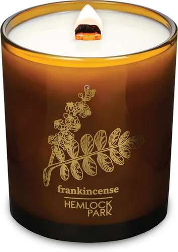 Vista 17 de Hemlock Park Vela de mecha de madera ámbar y dorada hecha a mano con cera de coco natural (estándar de 7.2 onzas, ámbar) Crackling Wood Wick