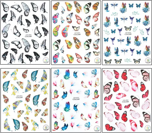 Vista 7 de Grandes calcomanías de mariposas para uñas, calcomanías de mariposas grandes 3D para uñas, calcomanías autoadhesivas de diseños de mariposas