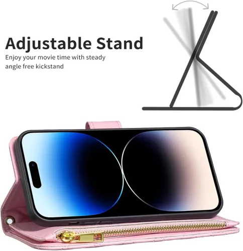 Vista 3 de Asuwish Funda de teléfono para iPhone 14 Pro de 6.1 pulgadas con protector de pantalla de vidrio templado y tarjetero de cuero con tapa