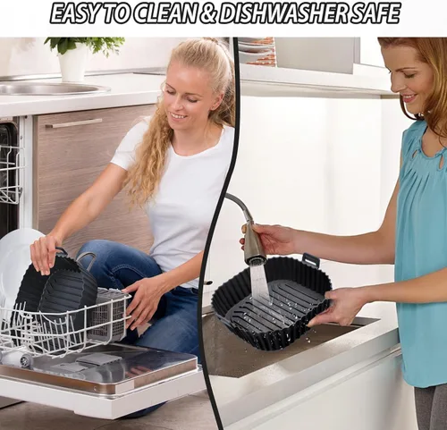 Vista 7 de Komzon Forros de Silicona para Freidora de Aire 3 PCS, Forros para Freidora de Aire Reutilizables, Forros de Silicona para Canasta de Freidora
