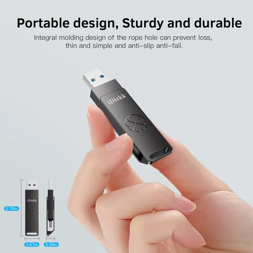Vista 8 de 【Plug-Play】 iDiskk - Unidad flash SSD de alta velocidad de 256 GB de 1000 MB/S para iPhone 17/16/15/Plus/Pro/Pro Max, USB C iPad, MacBook