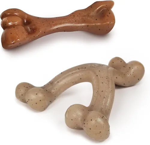 Vista 13 de Nylabone Juguete masticable fuerte de hueso de fémur gourmet para cachorros, juguetes calmantes para la dentición de cachorros, enriquecimiento