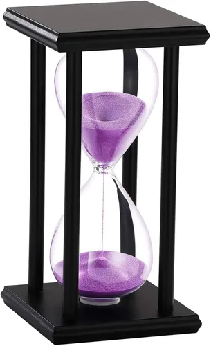 Vista 9 de SuLiao Reloj de Arena de Madera de 30 Minutos, Soporte de Madera Negro Temporizador de Arena, Reloj de Arena Negro de 30 Minutos, Antiguo Reloj