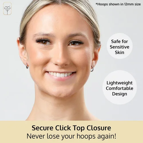 Vista 3 de Solid 10K or 14K Gold 12MM to 50MM Hoop Earrings for Women 10K oro blanco
