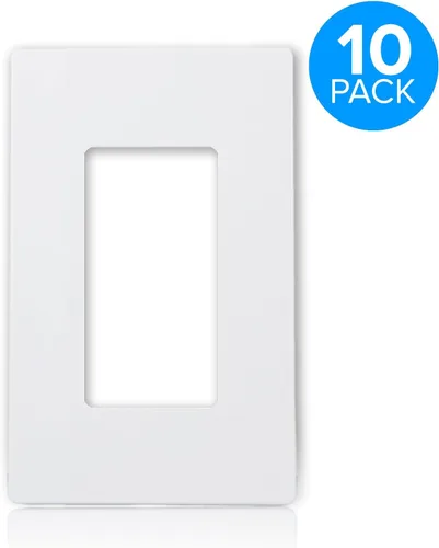 Vista 2 de Maxxima Placa decorativa de pared de 1 banda, blanco, tamaño estándar, paquete de 10 Sin tornillos, múltiples tomacorrientes, para interruptores