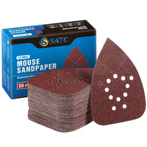 Vista 20 de S SATC 36 piezas de papel de lija para lijadora de ratón, 6 agujeros, papel de lija para lijadora de detalle, papel de lija para lijadora de palma