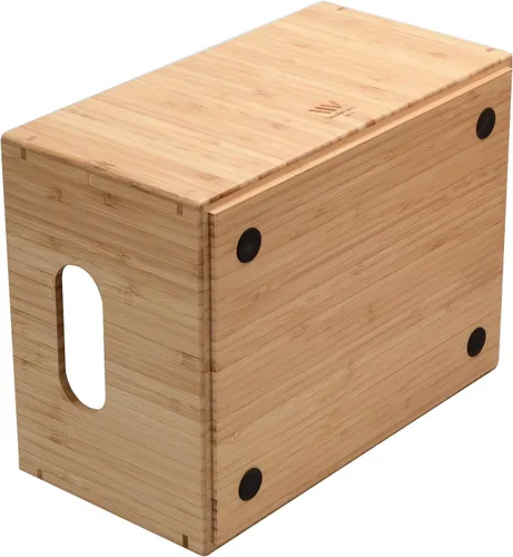 Vista 3 de MobileVision Caja de almacenamiento de bambú con organizador apilable frontal abierto para usar en armarios, dormitorios, cocinas, hogar y oficina