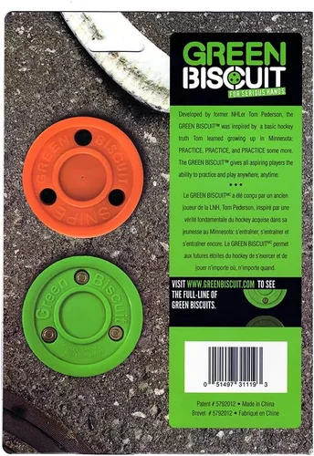 Vista 6 de Green Biscuit Disco de hockey sobre hielo 2-Pack, Original, Disco de hockey fuera del hielo/Snipe, Mejor manejo del palo, pases y tiros para hockey