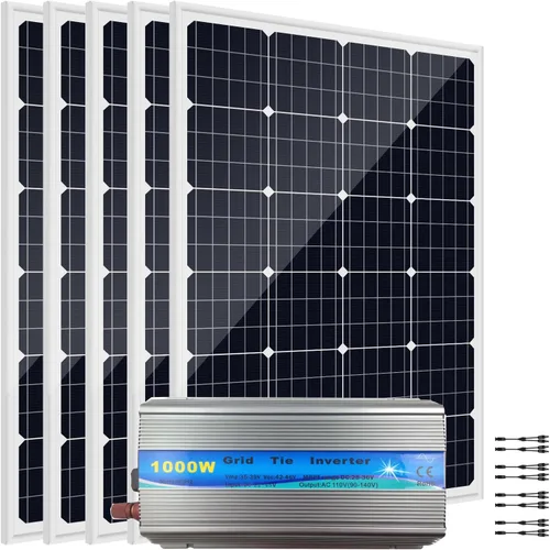 Vista 11 de Kit de panel solar con lazo de rejilla de 480 W y 12 V con inversor: 4 paneles solares mono de 120 W + 1000 W en rejilla MPPT Smart Microinversor