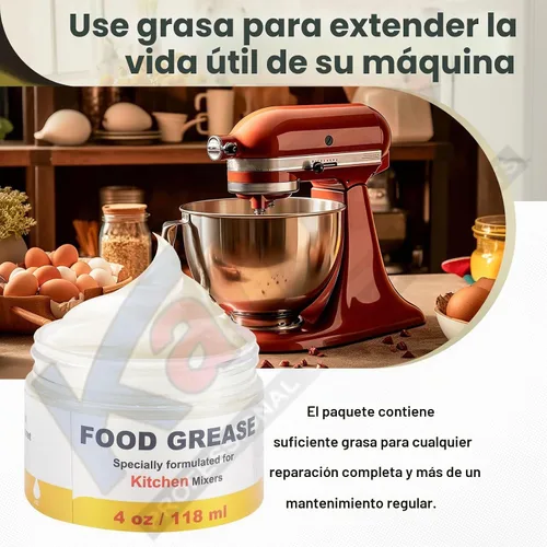 Vista 4 de Grasa de grado alimenticio de 4 onzas para batidora de pie Kitchen Aid, ampliamente utilizada en la mayoría de batidoras de cocina, lubricante