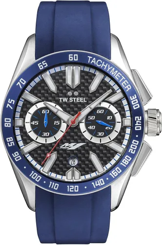 Vista 2 de TW Steel Yamaha Factory Racing Unisex Quartz Watch with Black Dial Chronograph Display and Black Rubber Strap