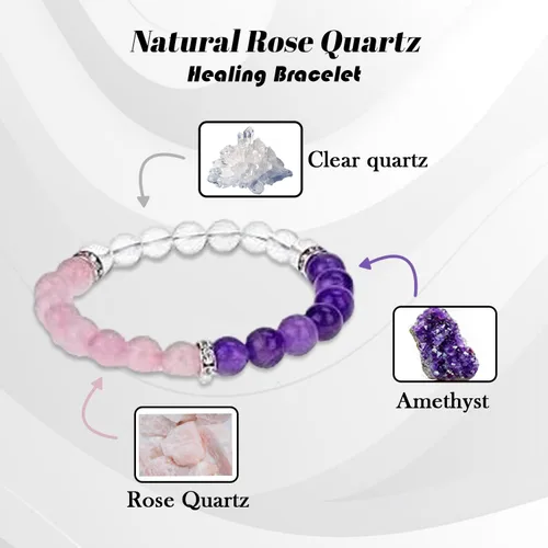 Vista 2 de Pulseras de piedras preciosas para mujeres y hombres, pulsera de cristal curativo para meditación, reiki y yoga, pulsera con cuentas de piedras