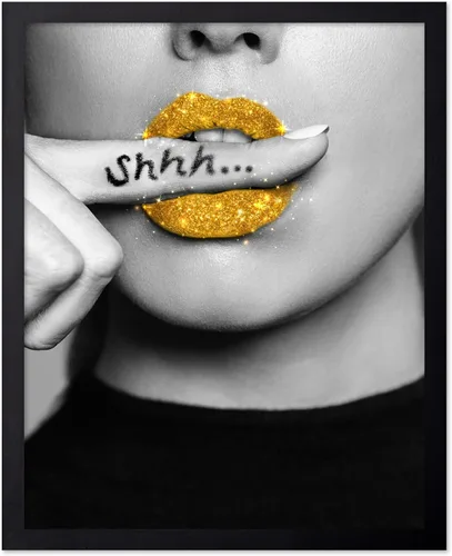 Vista 97 de Poster Master Impresión de labios dorados, póster de mordida de labio, arte moderno y minimalista, regalo bohemio para hombres y mujeres, diseño