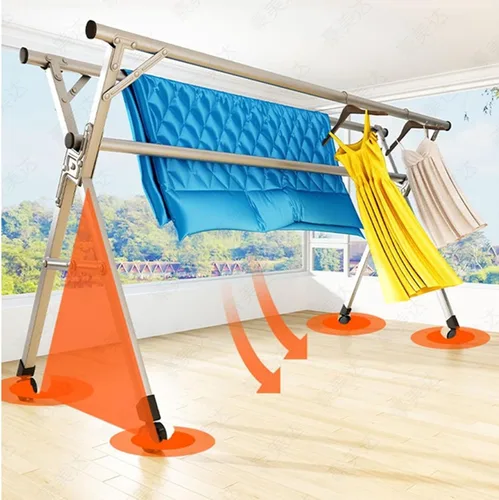 Vista 2 de Foldable 94In Indoor Clothes Drying Rack - Retractable Stainless Steel Laundry Dryer, Space-Saving Multi-Function Rack for Apartment, Home & Balcony