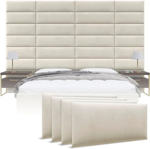 Vista 11 de Vänt - Paneles tapizados de pared, cabeceros de pared tamaño Queen/Full, color beige boucle, juego de 4 paneles