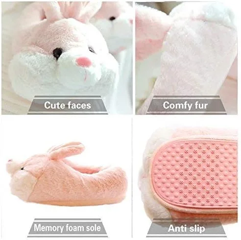 Vista 4 de Caramella Bubble Pantuflas clásicas de conejo para mujer, divertidas pantuflas de animales para niñas, bonitas pantuflas de conejo de felpa, regalos