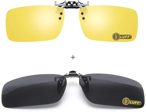 Vista 13 de LUFF Polarized/Night Vision Clip on Sunglasses/Myopia Glasses for Driving Black-Yellow